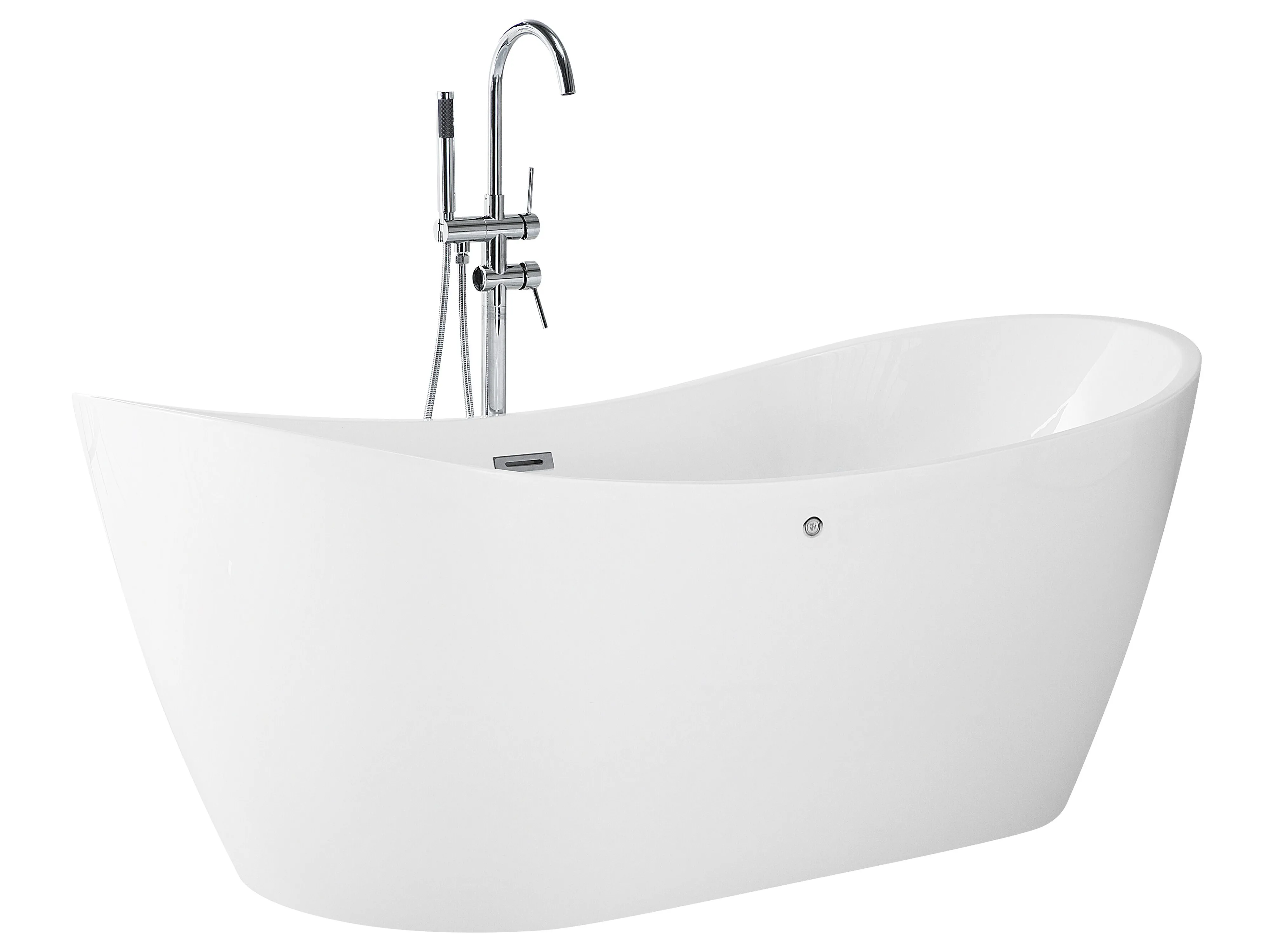 Vrijstaand bubbelbad met LED ANTIGUA 168 x 80 cm Wit