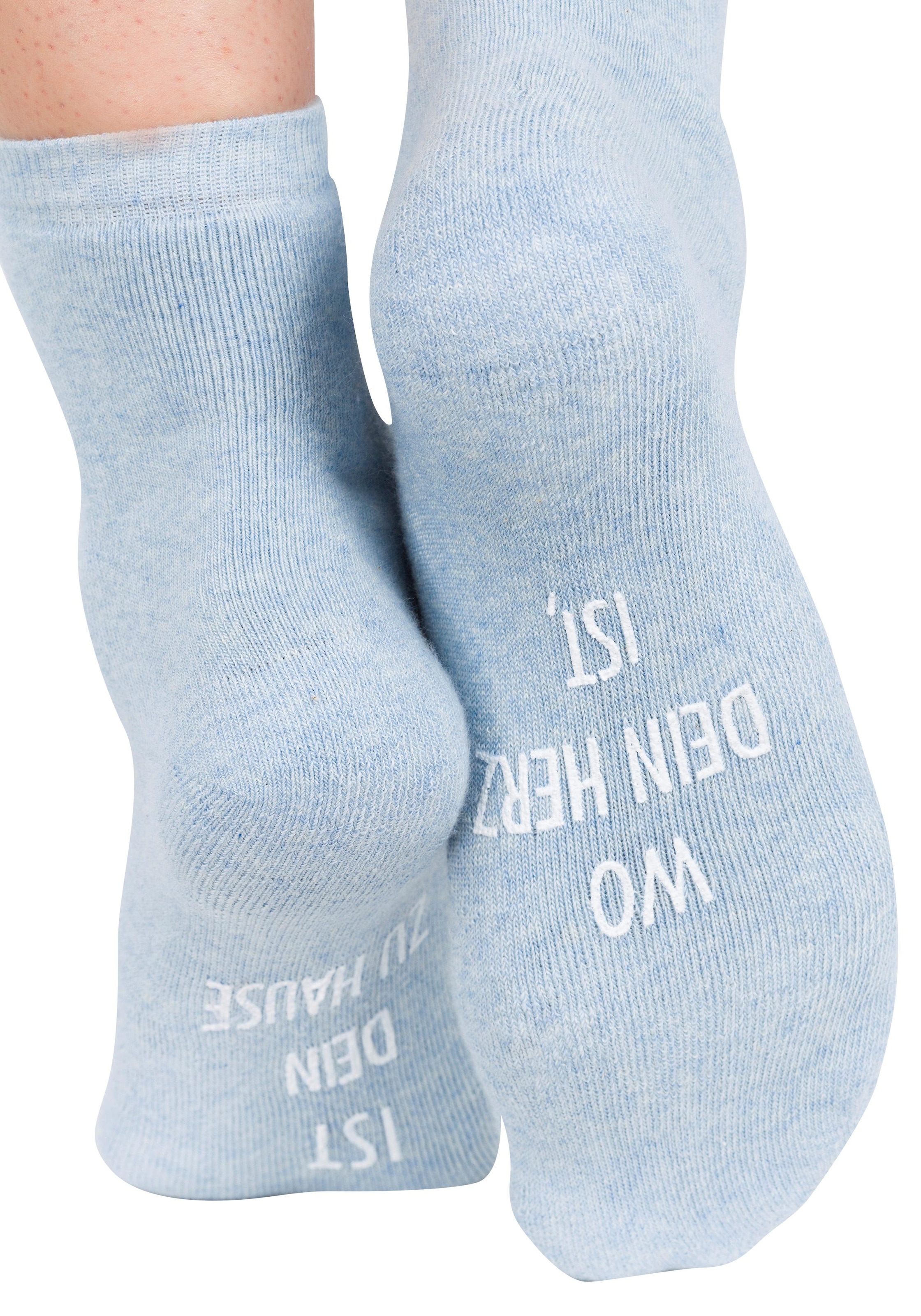 Arizona Kuschelsocken Packung, 3 Stk. tlg. mit Antirutsch in Form eines Spruches