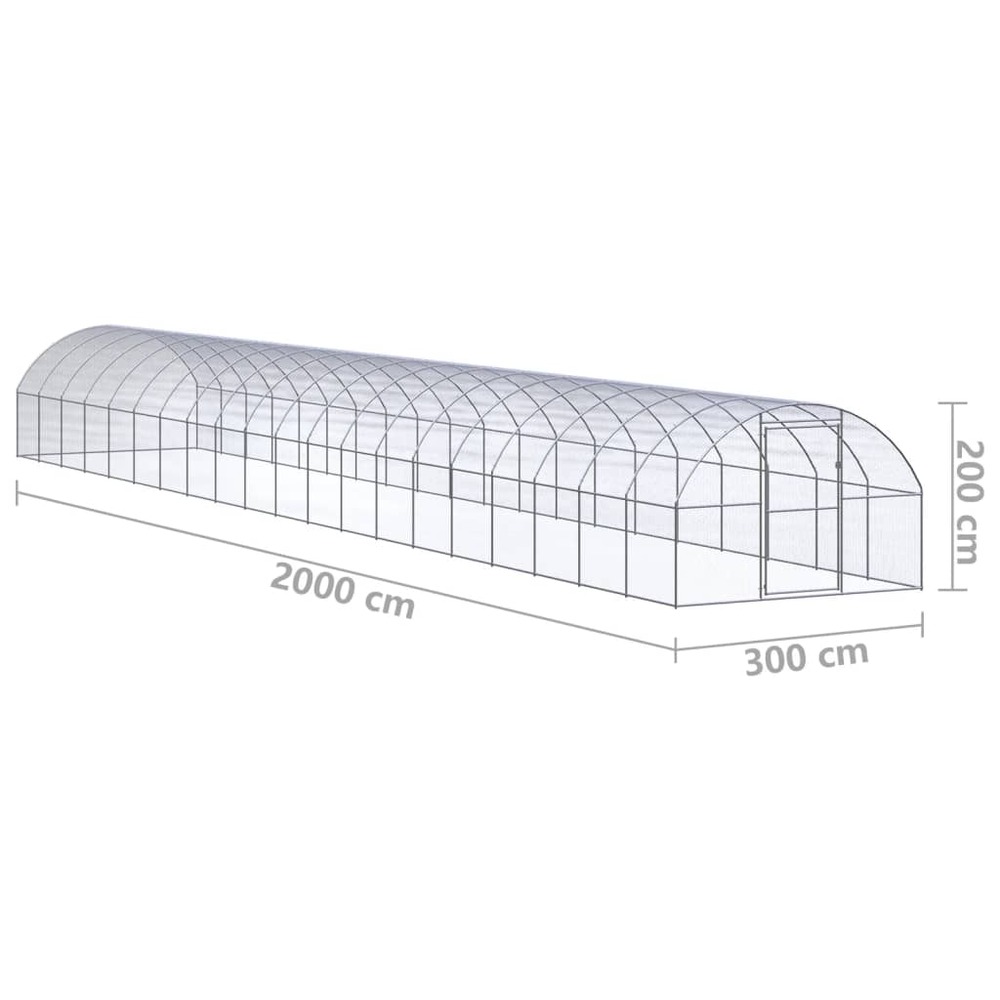 Poulailler d'extérieur 3x20x2 m acier galvanisé