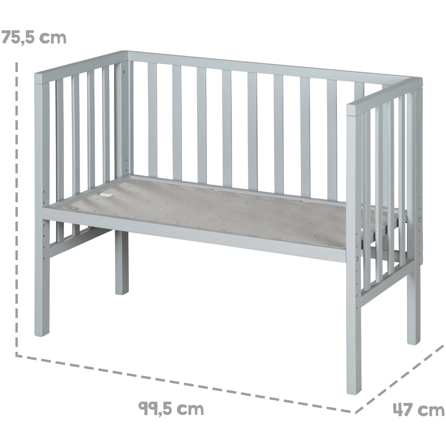 roba Beistellbett safe asleep® 2 in 1 taupe + Matratze