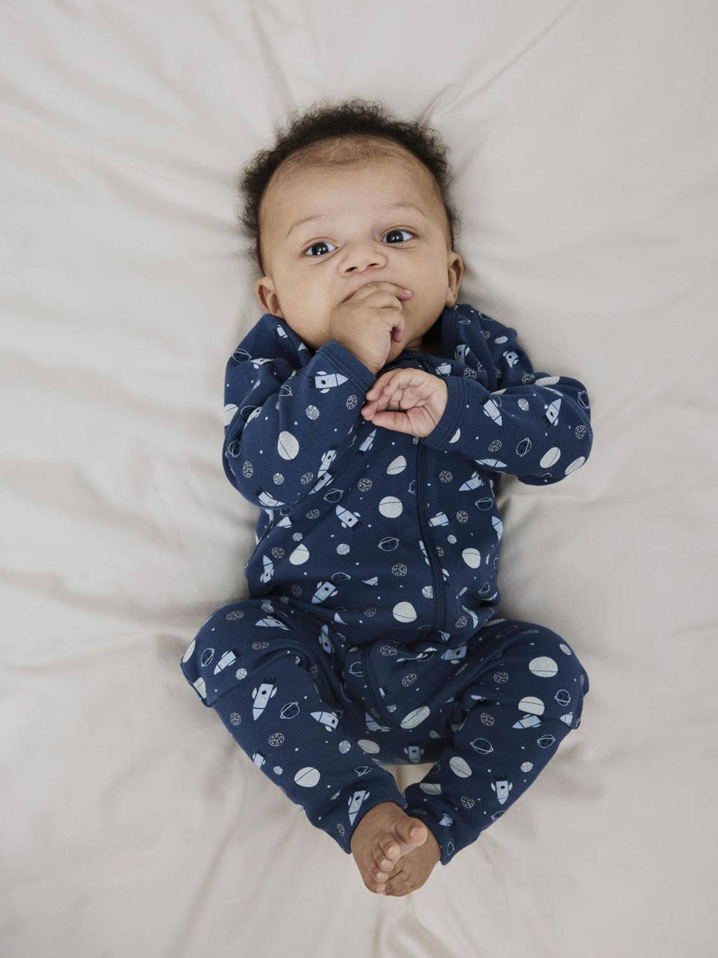 NAME IT baby pyjama met all over print - set van 2 donkerblauw/lichtblauw