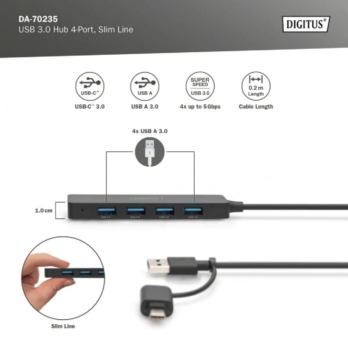 Digitus Slim 4 Ports USB 3.0
