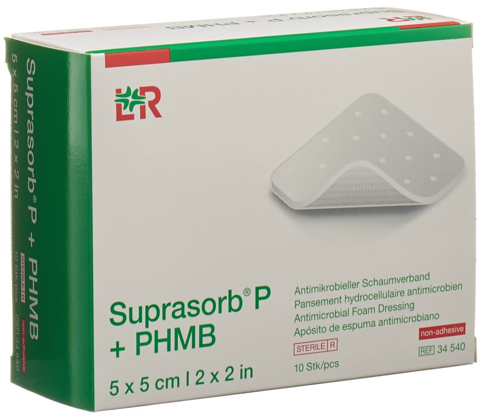 SUPRASORB P + PHMB antimikrobieller Schaumverband<br>10 Stück, 5x5cm