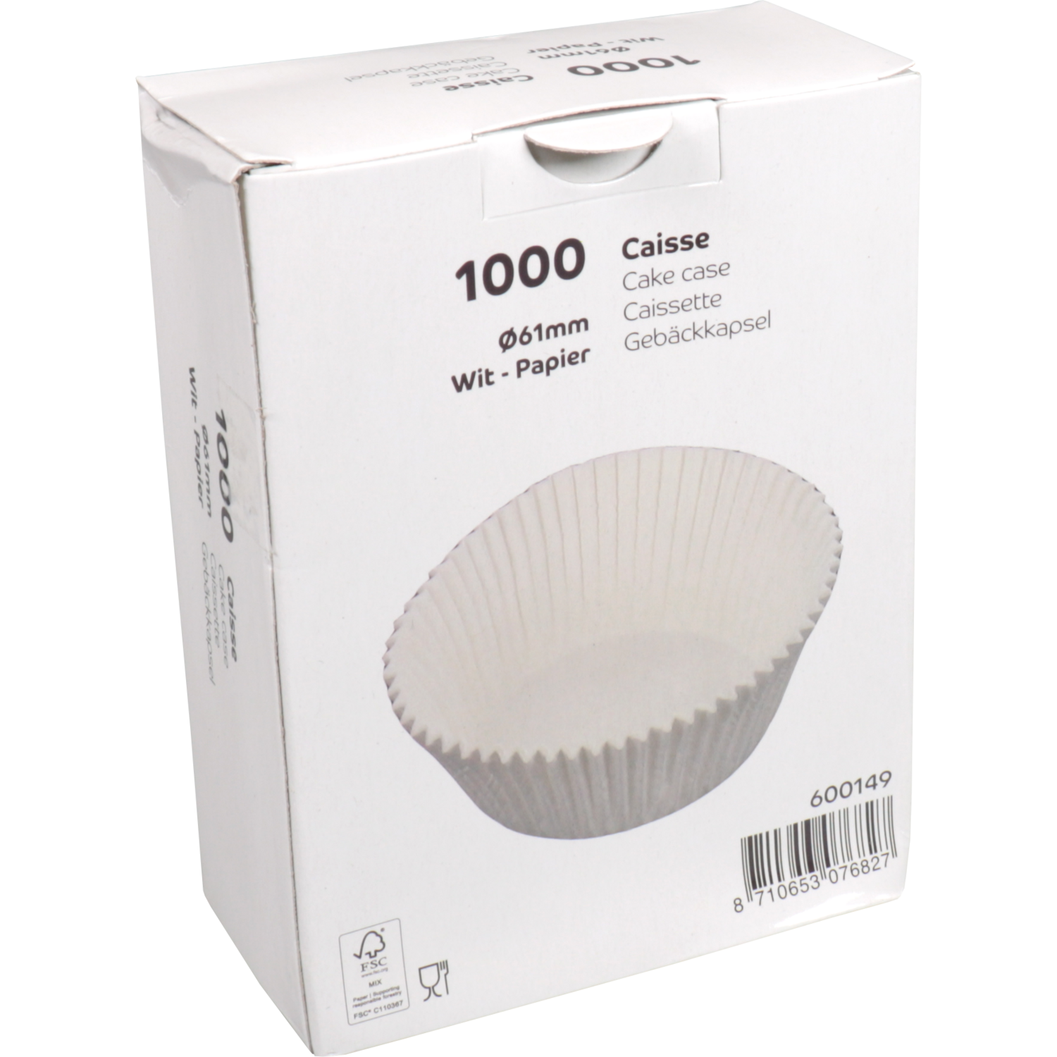 Caisse, papier, rond, Ø61mm, wit