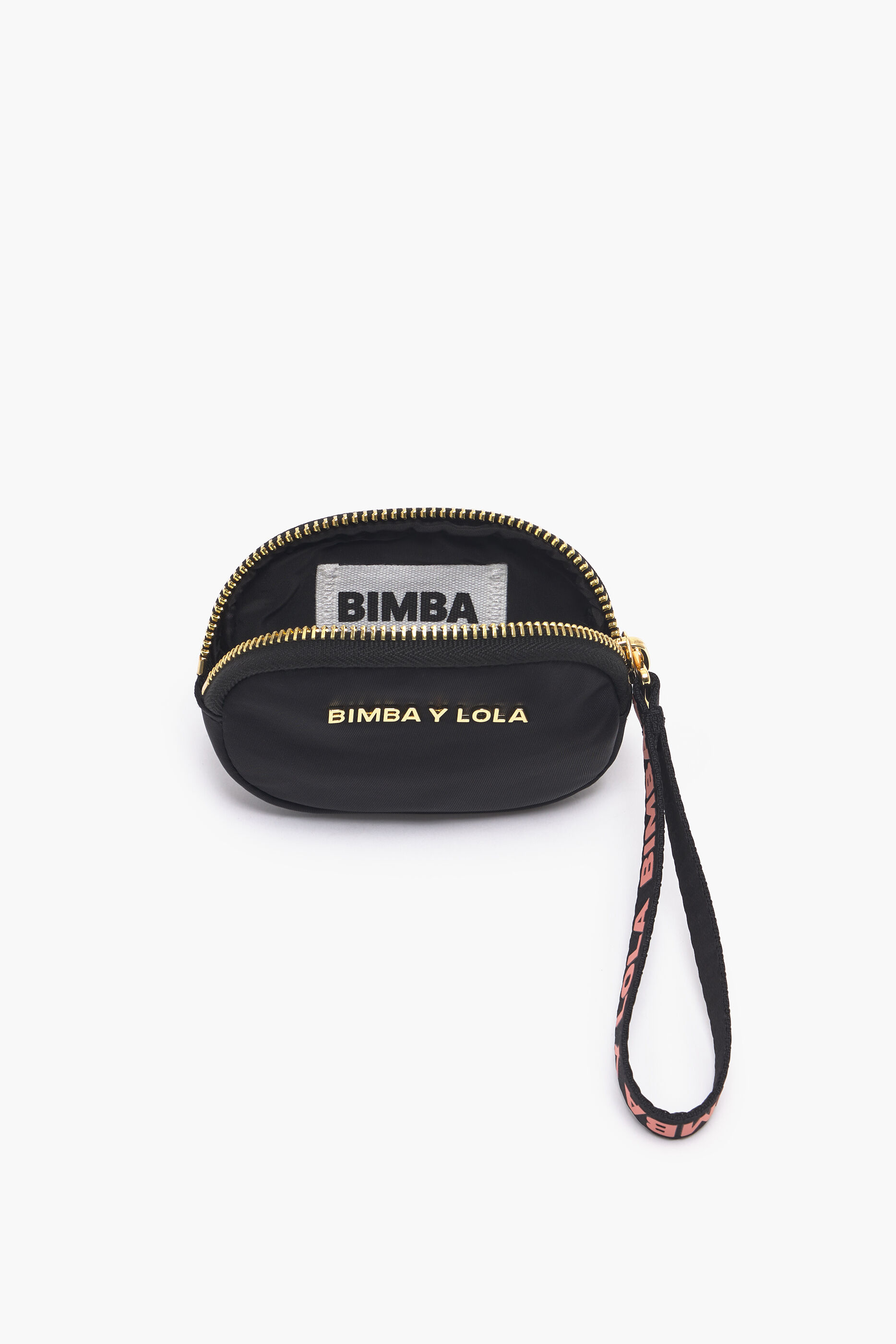 Porta-moedas oval de náilon preto