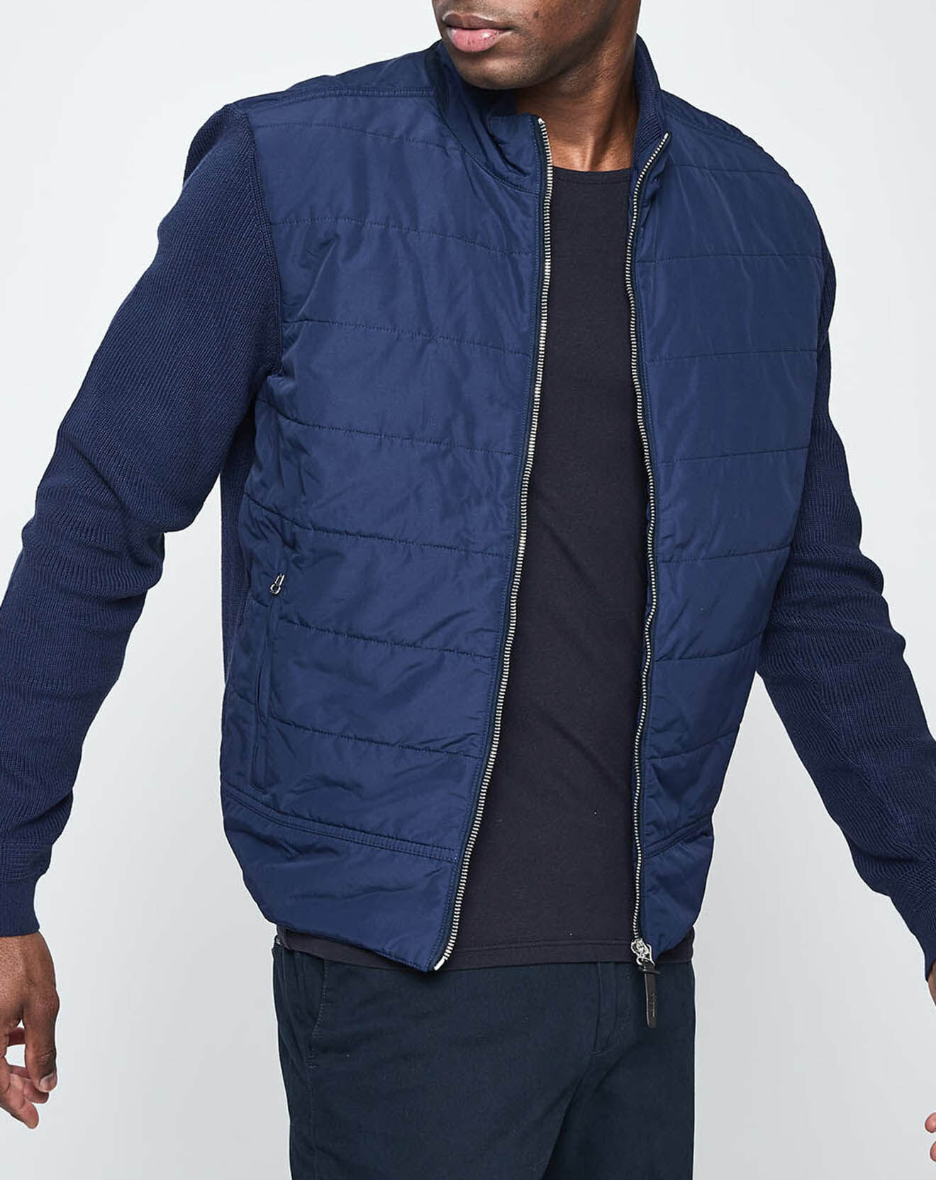 Hackett London Veste Hybrid bimatière bleu marine