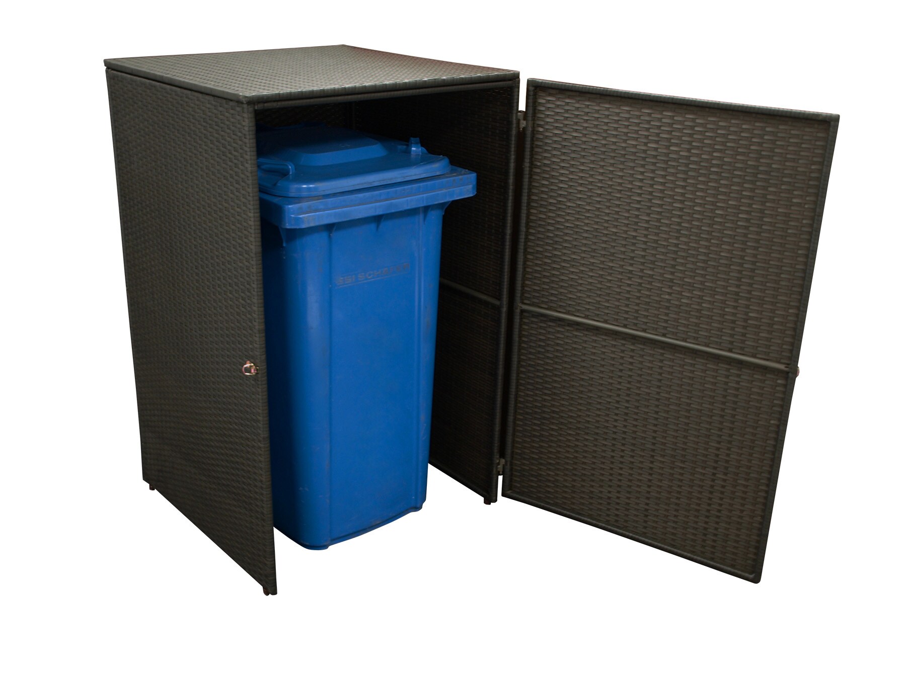 DEGAMO Mülltonnenbox 76x78x123cm für Tonnen bis 240 Liter, Stahl + Polyrattan mocca