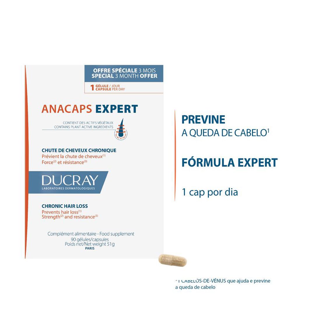 Cápsulas Queda Cabelo Crónica Anacaps Expert - 90un