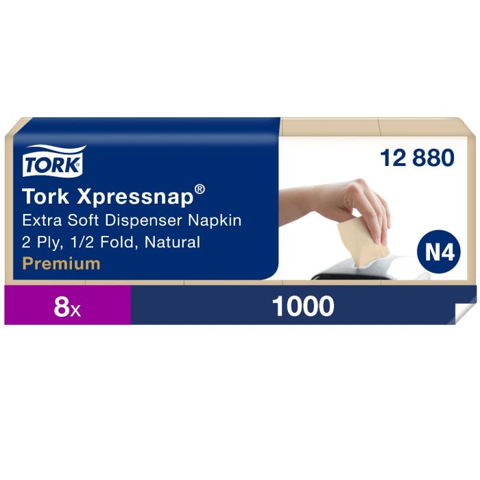 Tork 12880 Xpressnap 8000st extra zachte dispenserservet 21.3x16.5cm 2-laags naturel doos 8000 stuks (12880)
