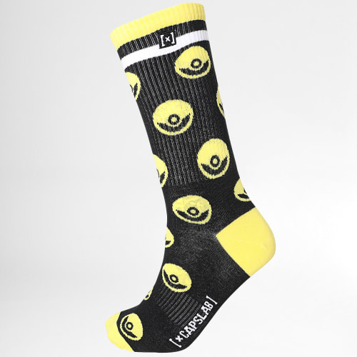 Paire De Chaussettes Pokémon Pokéball Noir Jaune