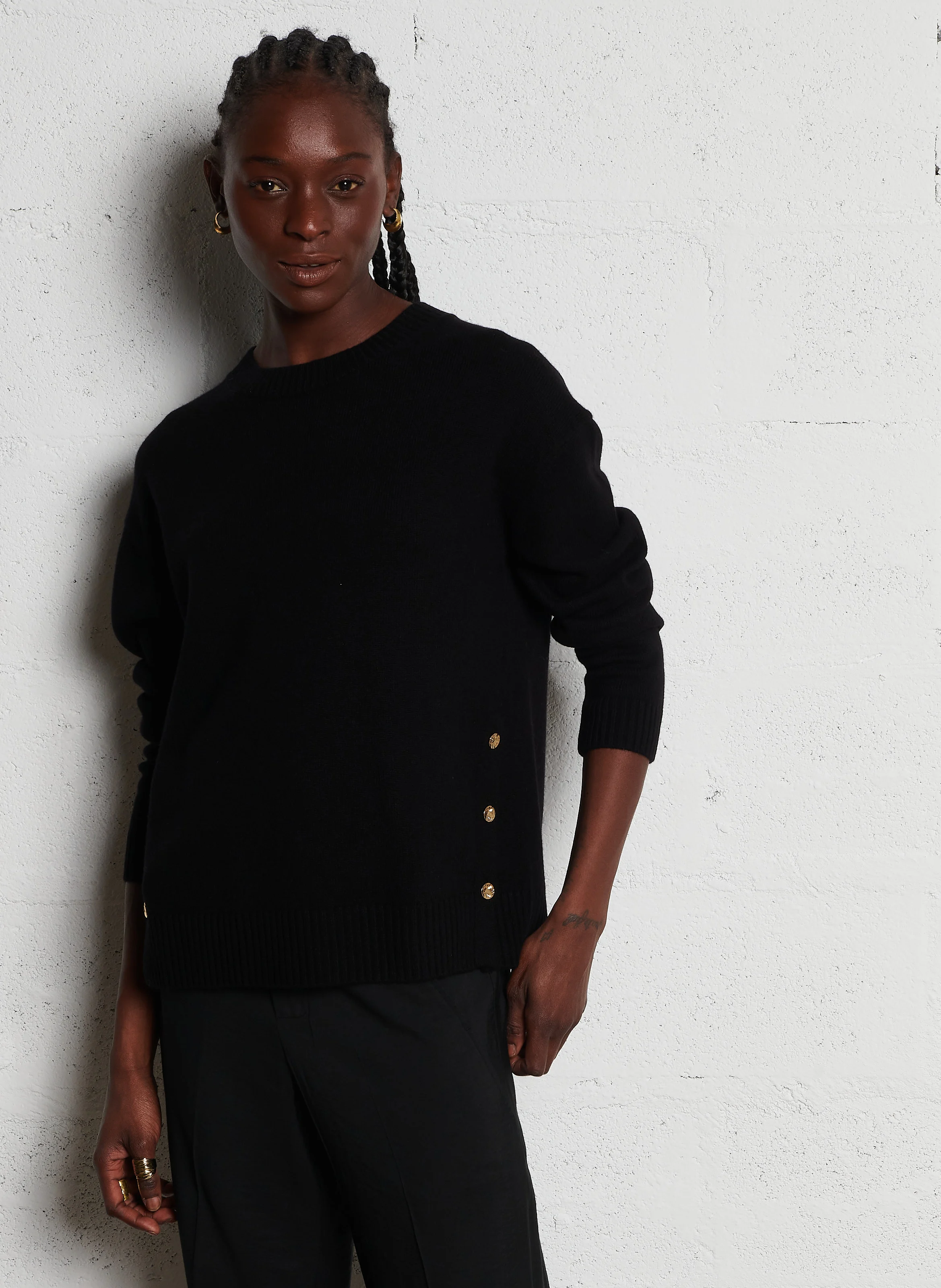 ARIGATO - Pull col rond en laine | Noir