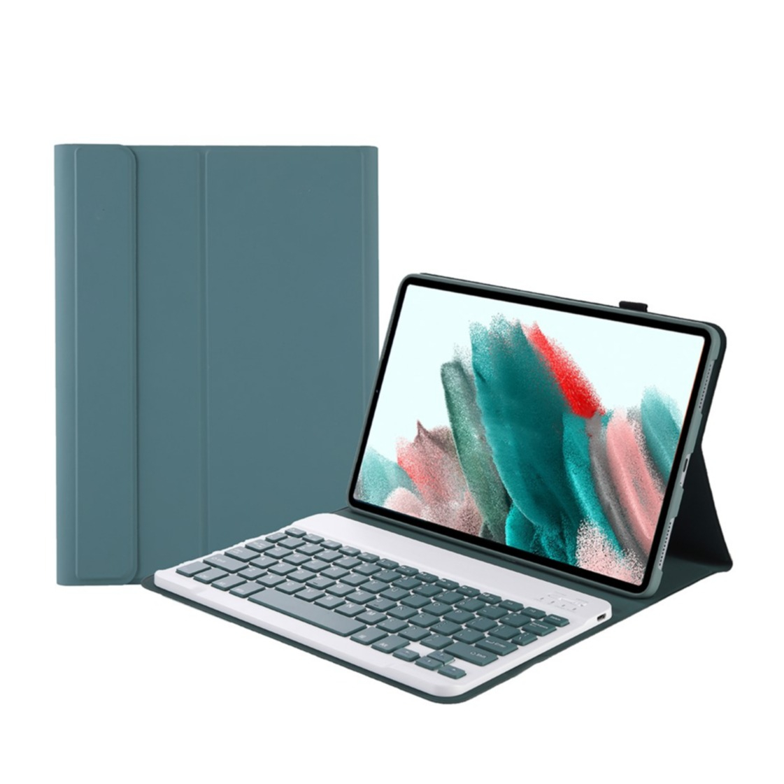 Samsung Galaxy Tab A8 10.5 (2021) Leder Tasche Magnet Bluetooth Tastatur Abnehmbar (QWERTY) - Dunkelgrün