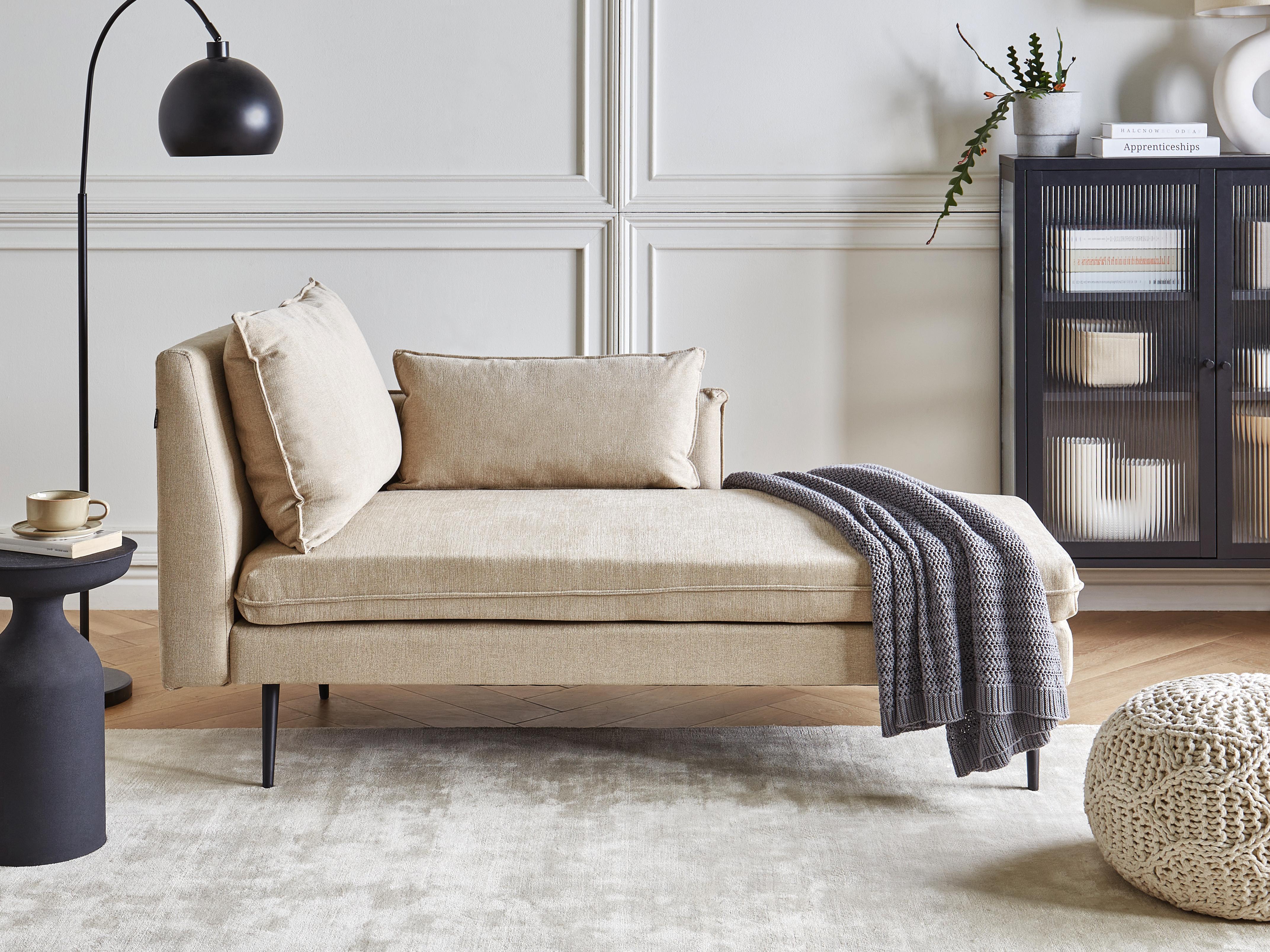 Linkszijdige chaise longue YERRES Stof Beige