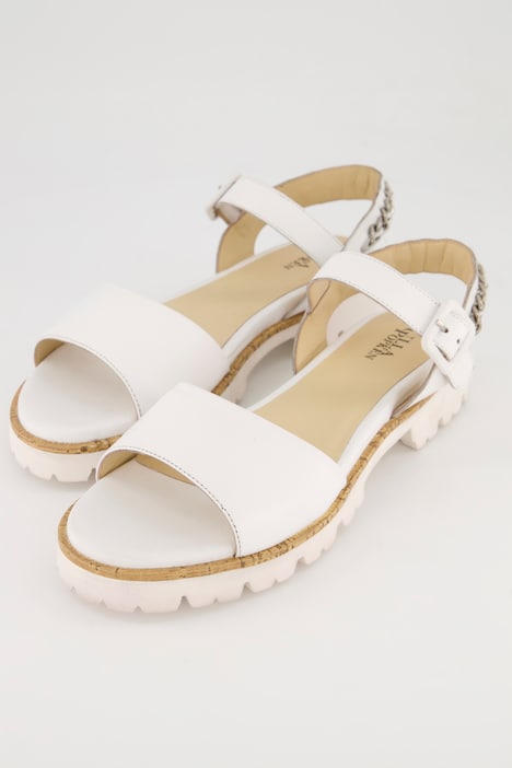 Leder-Sandaletten, Zierkette, Weite H