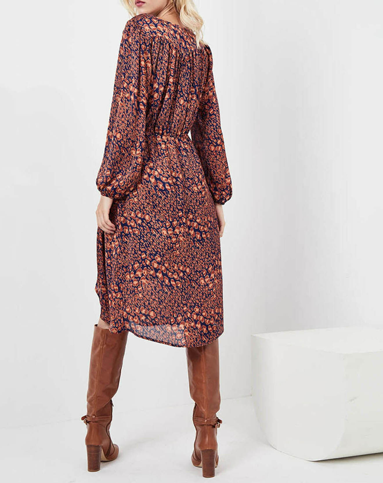 See u Soon Robe Rose imprimée brique/bleu marine