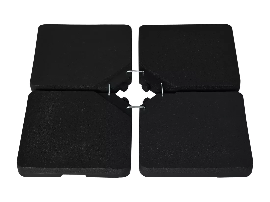 Pied de parasol lot de 4 dalles pour parasol à lester dim. tot. 100L x 100l x 6,8H cm HDPE surface granuleuse noir