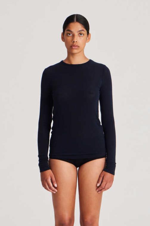 Gai+Lisva  Thyra Wool langærmet t-shirt - Midnight Blue