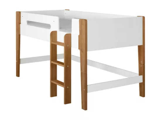 Lit superposé modulable 90x190 cm bois massif blanc et bois ROMY
