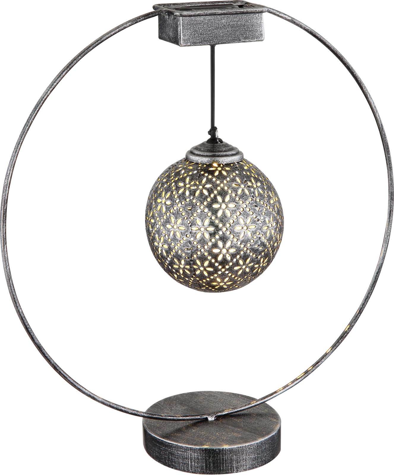 Solarleuchte - silber antik - Metall - 30 cm breit