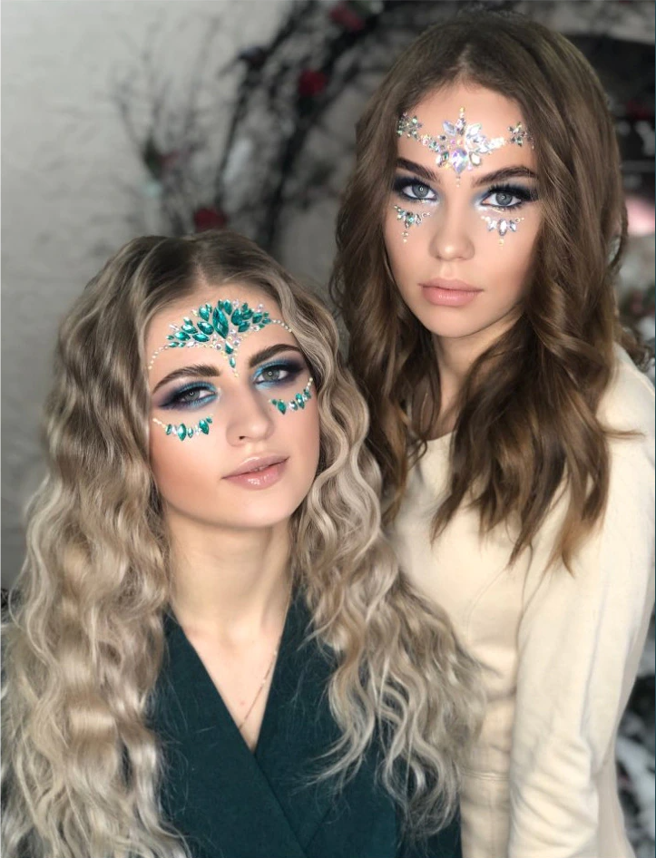 Strass Festival Gesichts- und Körper Aufkleber Temporary Tattoo Haut Sticker - Style 9