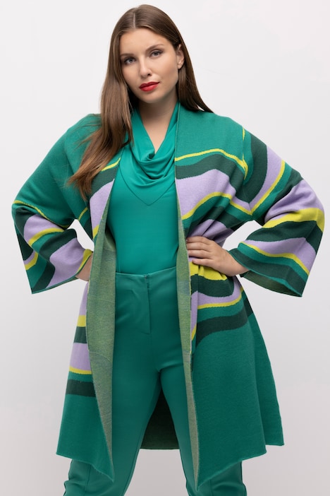 Strickjacke, grafisches Design, Kelchkragen