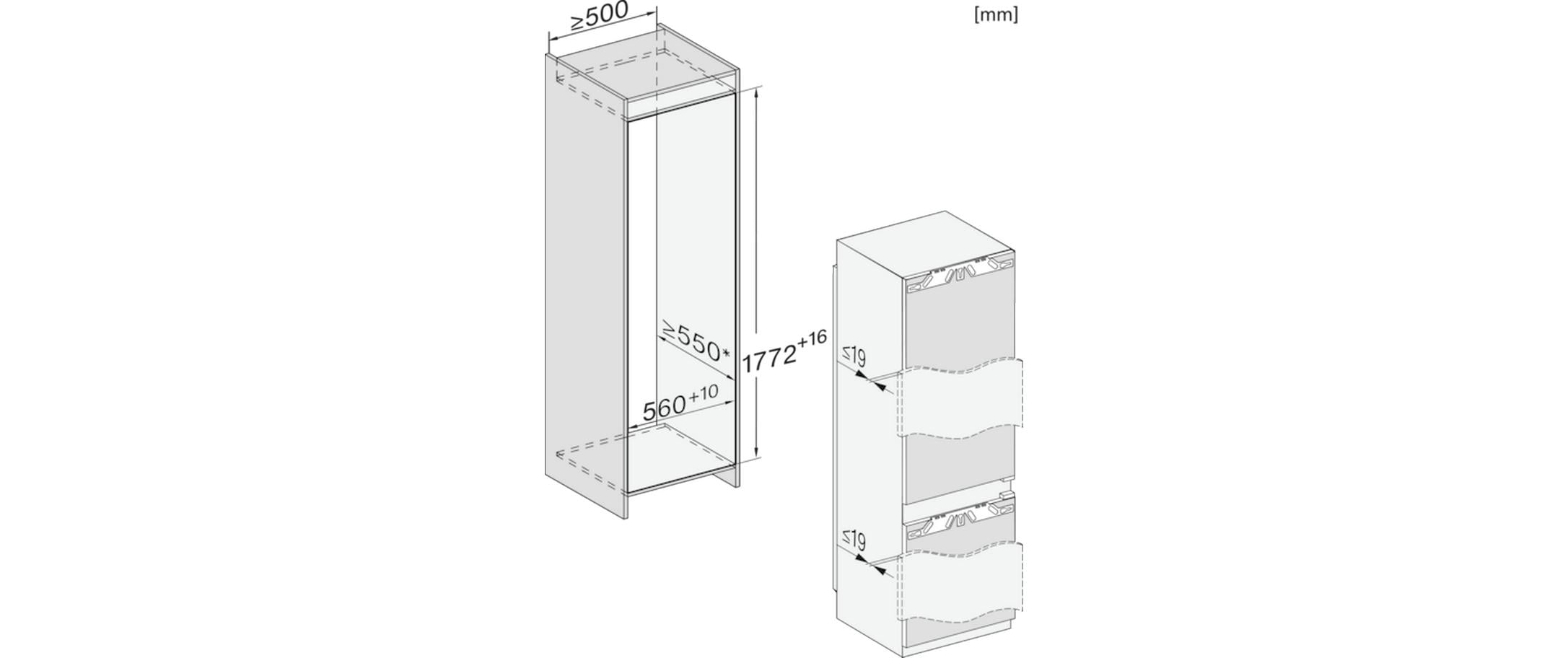 Einbau-Kühl-Gefrierkombination KF 7742 C Links/Wechselbar<br>Kombigerät mit Kühlschrank und Gefrierschrank