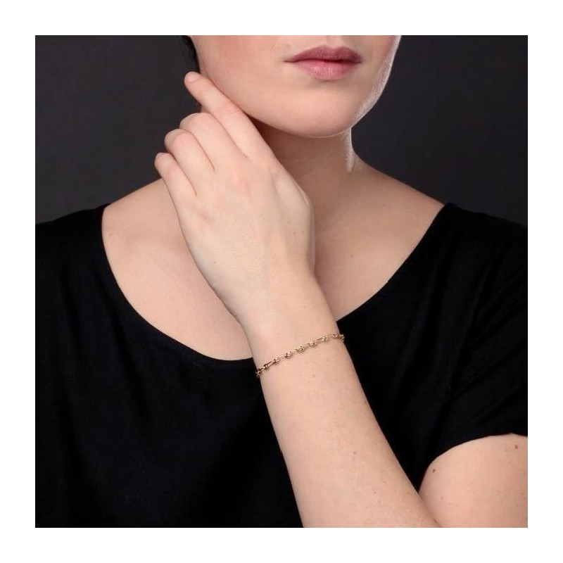 Bracelet Femme Or 18 Carats - Maille Grain de Café - Jaune