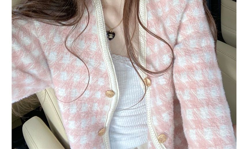 Beaustreet - V-hals vest met ruitjesmotief