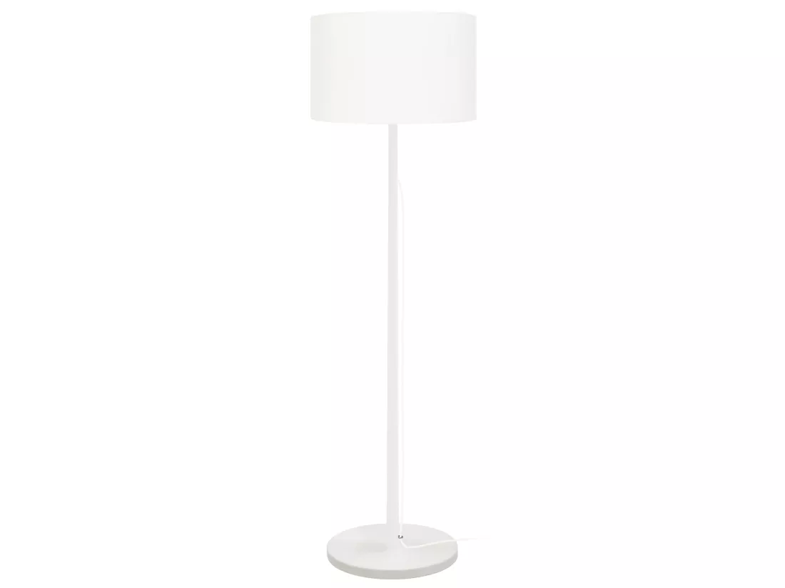 Lampadaire droit bois blanc 142 cm.