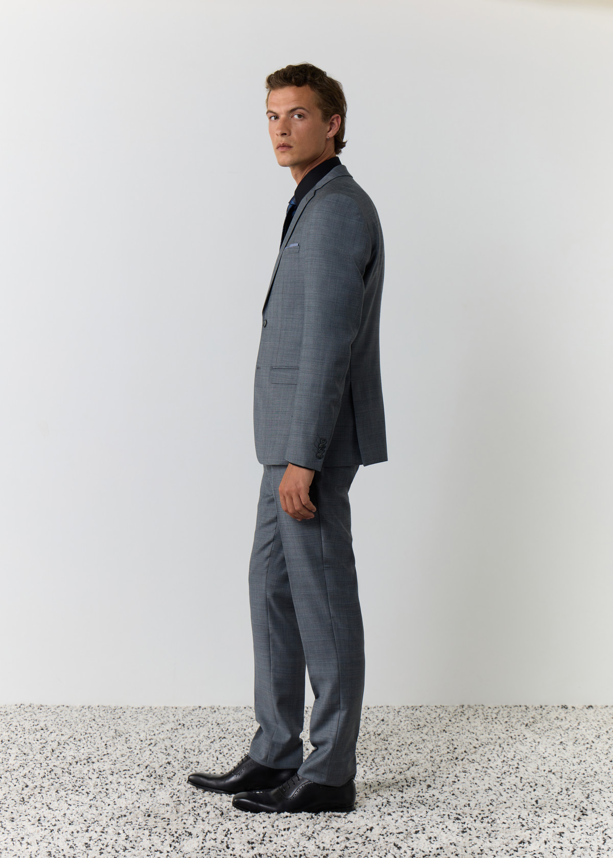 Costume 2 pièces Slim en laine gris clair Prince de Galles