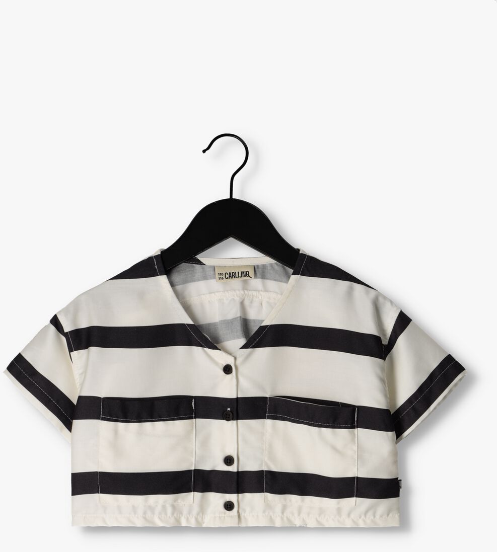 CARLIJNQ witte carlijnq top stripes black - cropped pocket top
