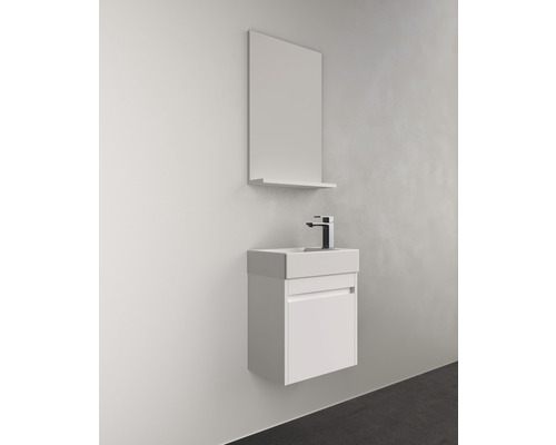Badkamermeubelset basano Avellino BxHxD 45 x 54 x 28 cm, frontkleur wit mat, met keramische wastafel wit