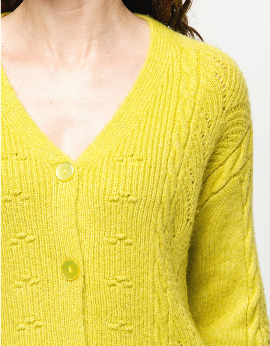 Gilet grosse maille anis