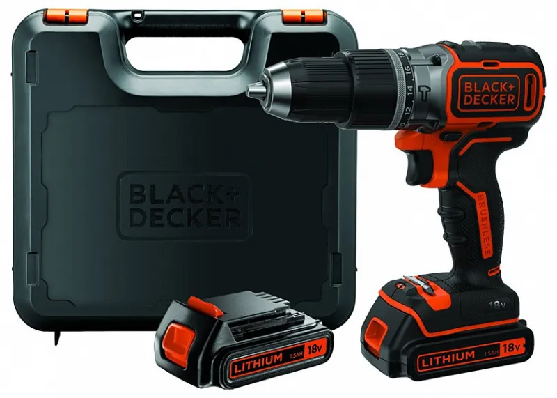 BLACK DECKER BL188KB - Hammerbor - ledningfri - 2-hastigheders - one-piece - 52 N·m - 2 batterier - 18 V