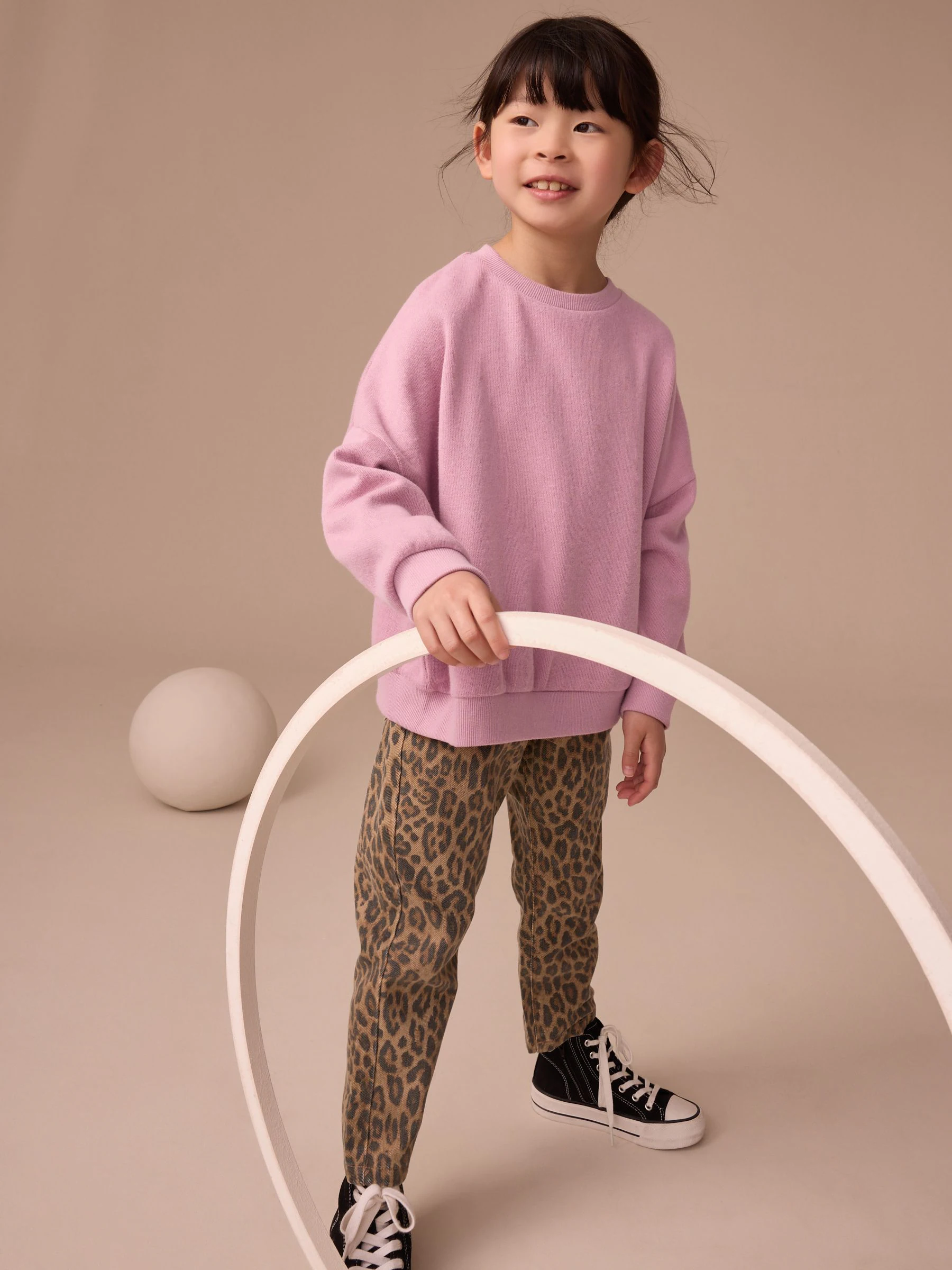 Roze - Oversized behaaglijke ribbelsweatshirt (3 - 16 jr)