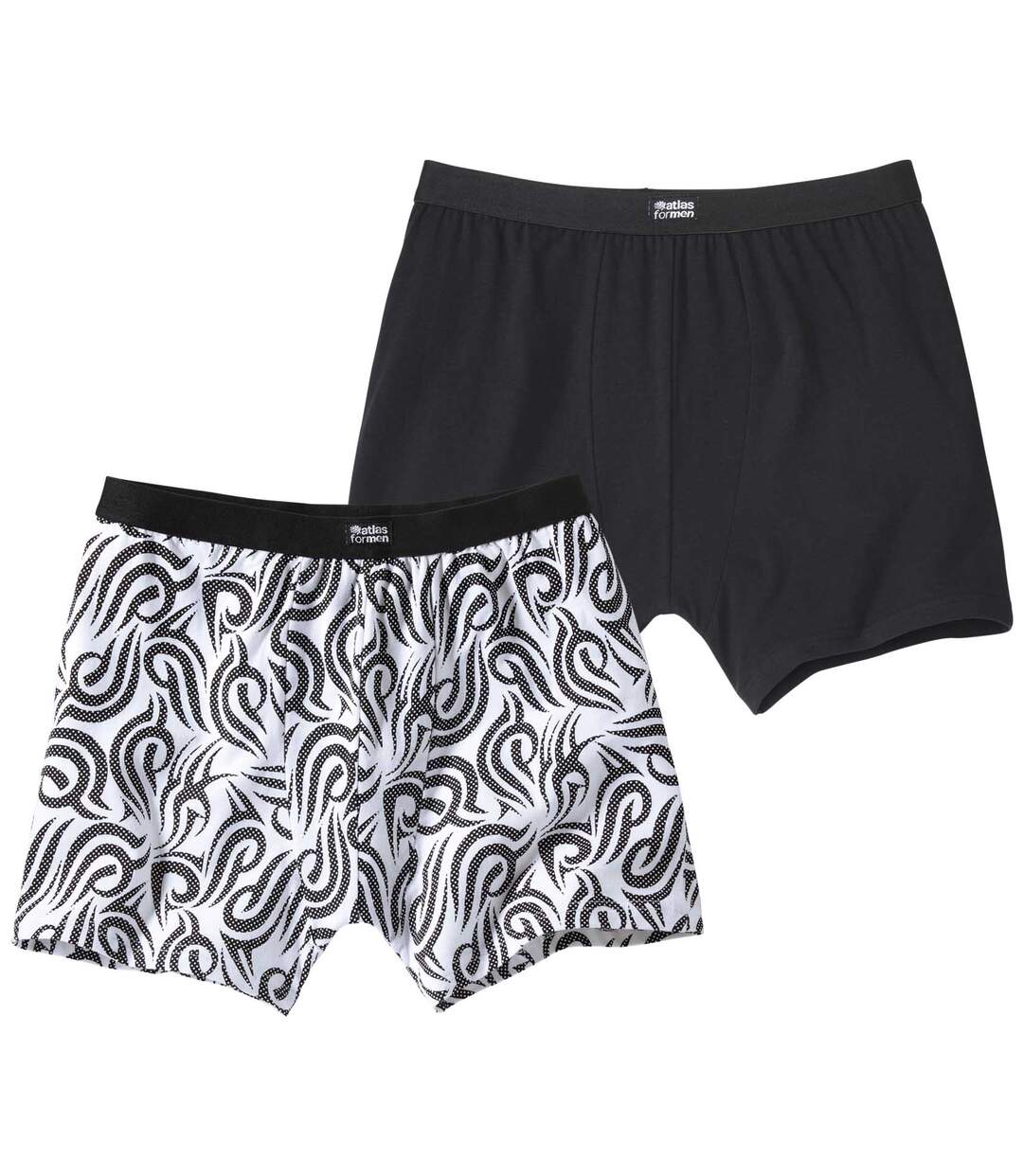 Lot de 2 Boxers Stretch Unis et Imprimé Maori