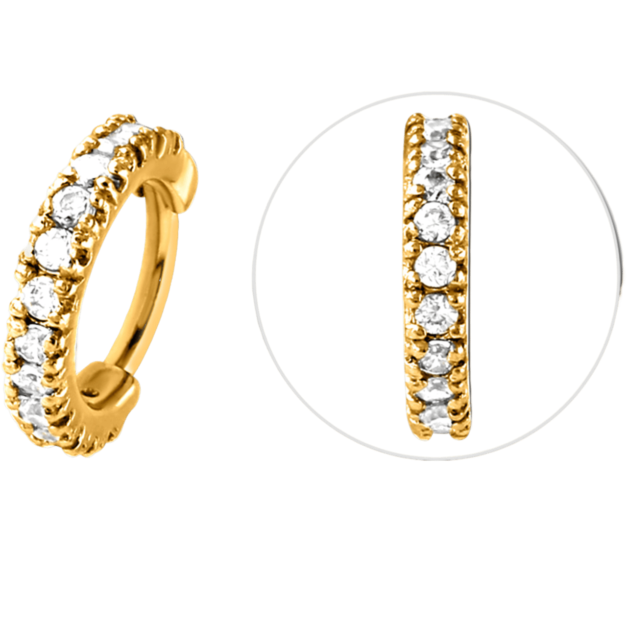 Stalen traguspiercing goldplated clicker zirkonia