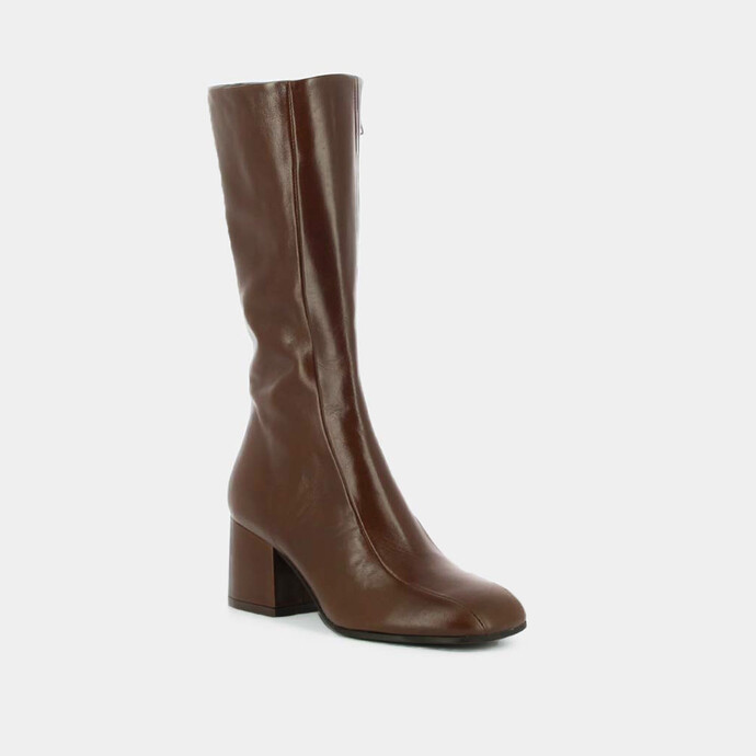 Bottes à talons  en cuir vieilli marron