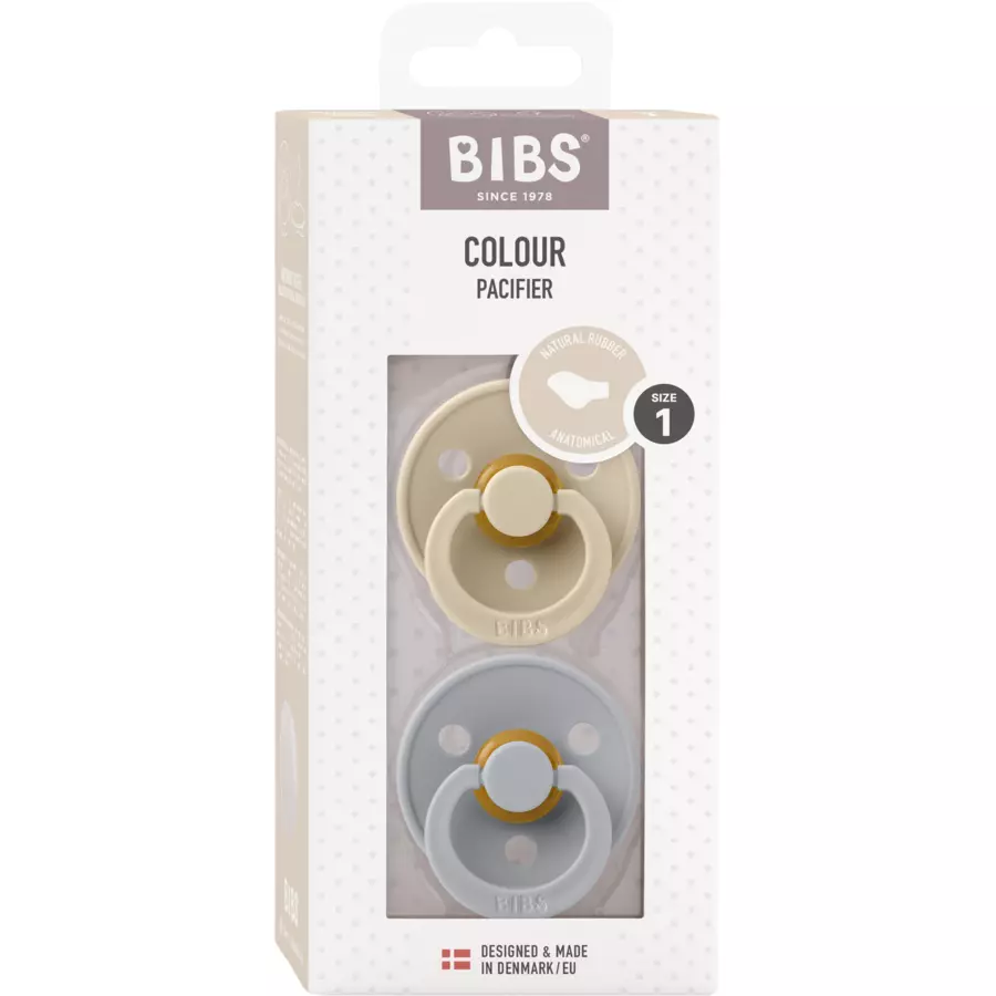 BIBS® Schnuller Colour Anatomischer Sauger Cloud & Vanilla 0-6 Monate, 2 Stk.