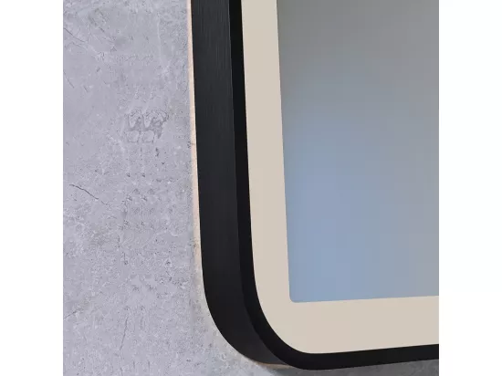 Miroir salle de bain LED 90x60cm anti buée avec cadre en aluminium noir et loupe x3 LB-4685B