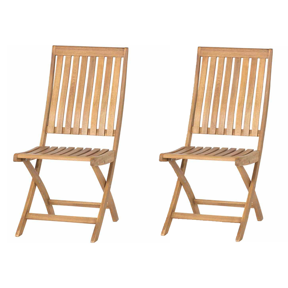 2-teiliges Set Klappstuhl Paleros - natur - Akazie massiv