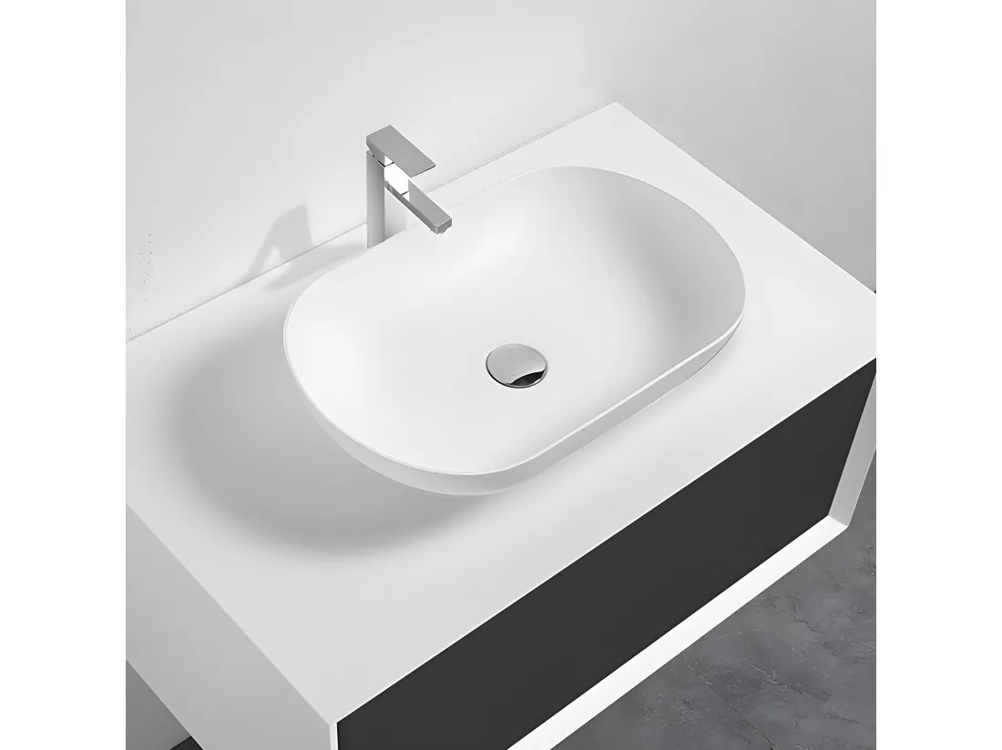 Vasque à poser en pierre de synthèse PALIO blanc mat 54 x 34 cm