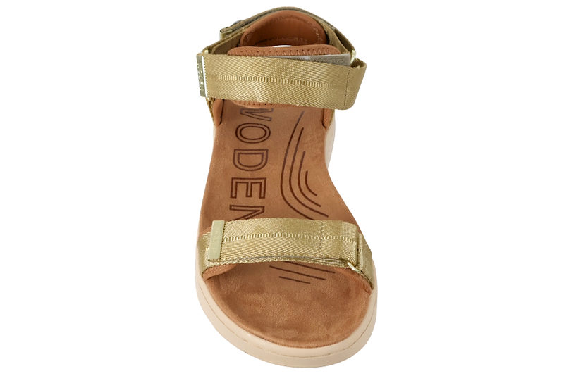WODEN LINE KHAKI SANDAL I GRØNT TEKSTIL