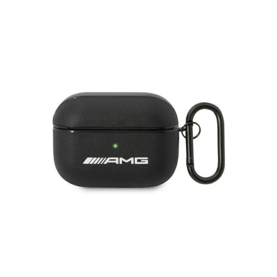 AirPods Pro Leder Schutzhülle Abdeckung mit Karabinerhaken (AMAPSLWK) - Schwarz