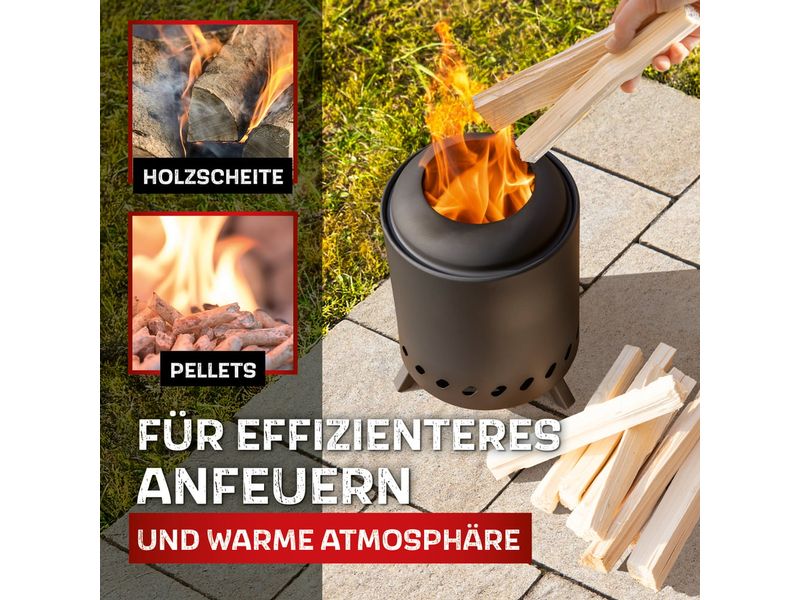 Landmann Feuerkorb raucharm – Ø 18 cm – Schwarz Raucharmes Feuer durch clevere Luftzirkulation