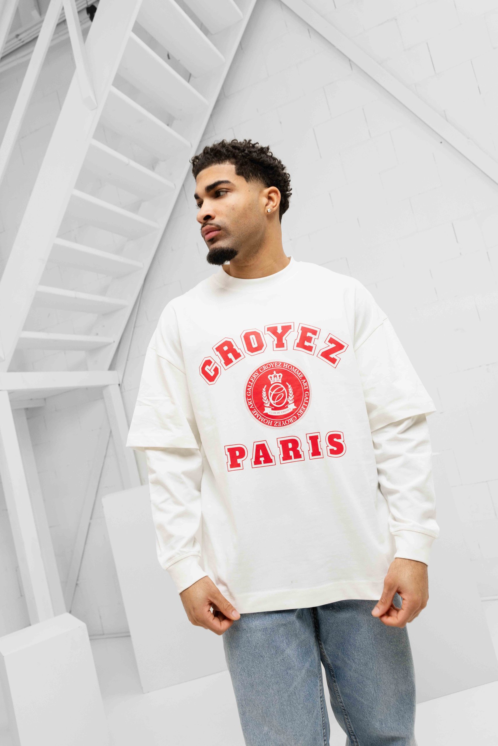 Croyez Bouclier Longsleeve Heren Gebroken Wit