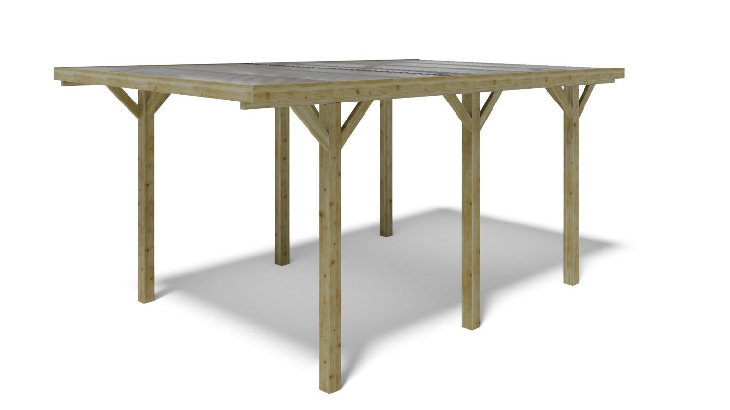 Carport garage dak 3,04x5,12 m - 15,56 m2 - PVC bekleding