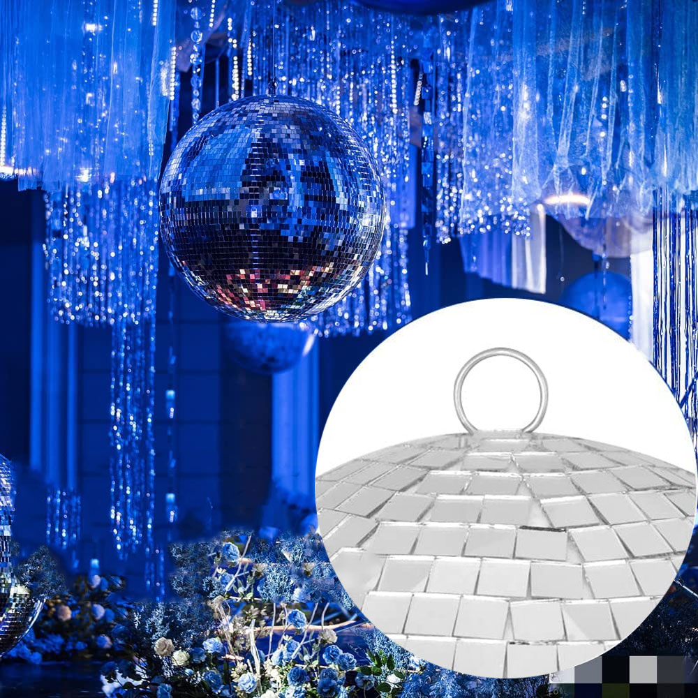 (Ø20cm) Lichtreflektierende Discokugel Party Deko Spiegelkugel zum Aufhängen - Silber