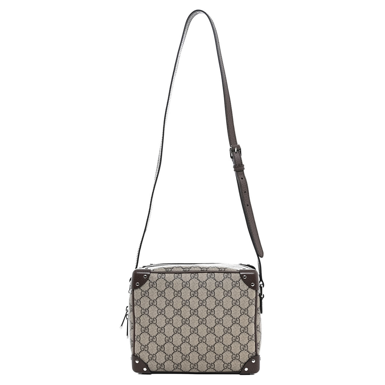 Gucci Sac bandoulière Trunk en Toile & Cuir Monogramme beige - Neuf sans étiquette - L.23 cm