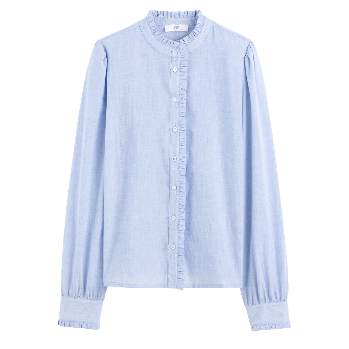 COLEÇÃO LA REDOUTE<br>Blusa com gola alta e babado, mangas compridas